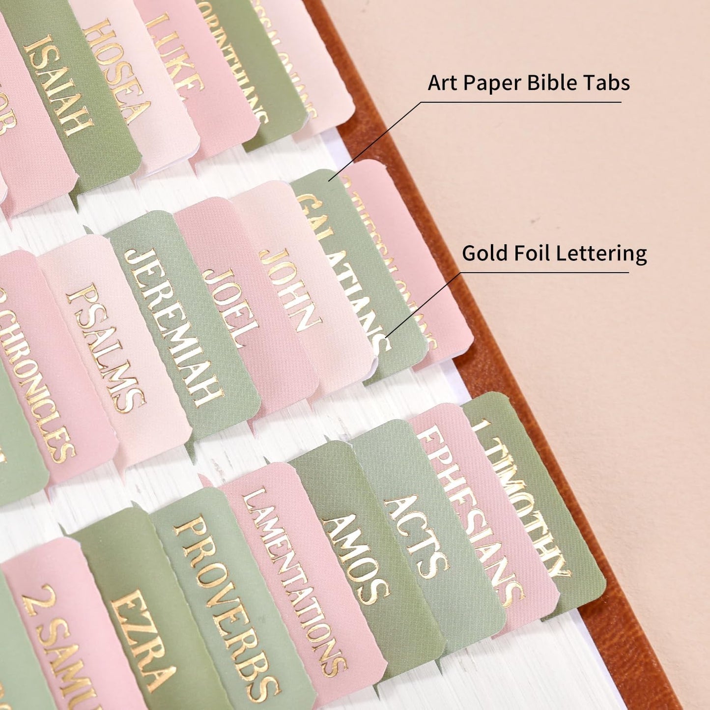 Laminated Bible Tabs, Gold Foil Embossed Lettering Bible Chapter Index Tabs for Women Men, Reposition Large Print Sticky Labels, Easy to Read and Apply, 105Chapters Labels for Easy Navigation (Black)