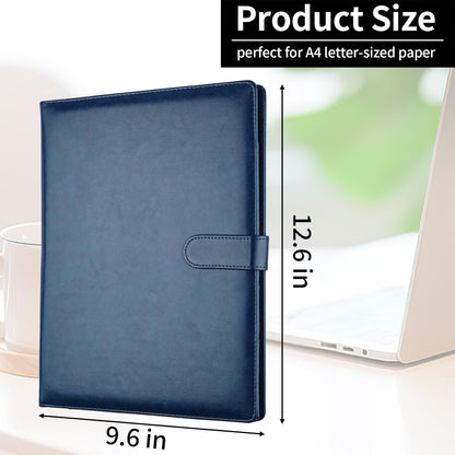 Professional Padfolio with Clipboard, Faux Leather Portfolio Folder Binder, Legal Pad Holder for A4 Letter Size Notepad, Resume, Writing Pad, Ideal Organizer for Business Office Conference, Black