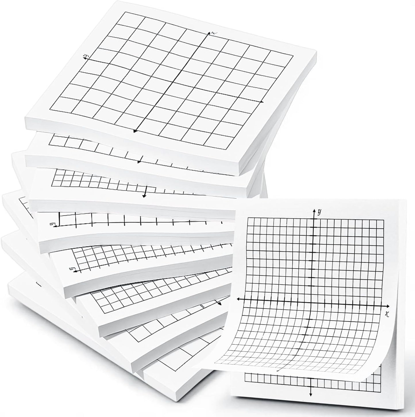 Sabary 8 Packs Graph Paper Sticky Notes 400 Sheets 3 x 3 Inch Lined Mini Graph Pads 20 x 20 Four Quadrant Adhesive Grid Sticky Notes for Office School Math Supplies(8 Pads)