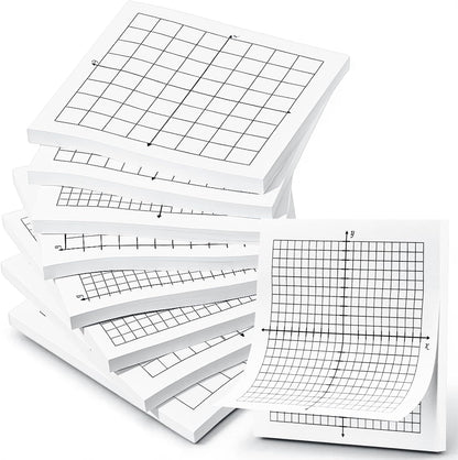 Sabary 8 Packs Graph Paper Sticky Notes 400 Sheets 3 x 3 Inch Lined Mini Graph Pads 20 x 20 Four Quadrant Adhesive Grid Sticky Notes for Office School Math Supplies(8 Pads)