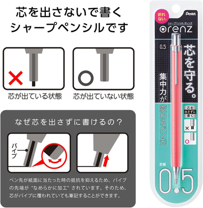 Pentel Mechanical Pencil Orenz 0.2mm, Black Body (XPP502-A)