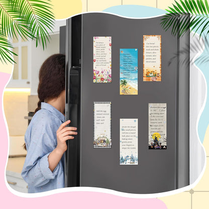 Eaasty 12 Pcs Bible Magnetic Notepads for Refrigerator Monthly Magnetic Grocery List 9 x 3.5" Magnet Memo Pads 30 Sheet Per Pad Shopping to Do List for Christian Teacher Appreciation Week Gift