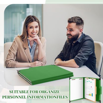 Henoyso 10 Pcs Hanging Classification Folders Bulk with 2 Prongs, 1 Divider Letter Size, 2 Inch Expansions Pressboard File Folder, 1/3-cut Tab File Organizer (1 Divider,Green)