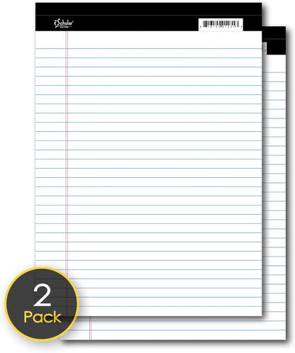 iScholar iQ Legal Pads, White, Wide Ruled, 8.5" x 11.75", 50 Sheets Per Pad, Pack of 3 Pads (68113)
