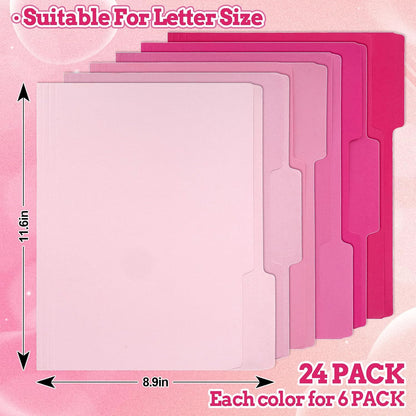 Whaline 24 Pack Dusty Blue File Folders Letter Size 6 Colors Gradient Blue File Pockets with 1/3 Cut Tab for Home Office Classroom Supplies, 8.9 x 11.6 Inch