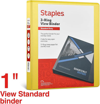 Staples Standard 2-Inch 3-Ring View Binder, Holds Up to 450 Sheets, Orange, Durable Binder for Office & School