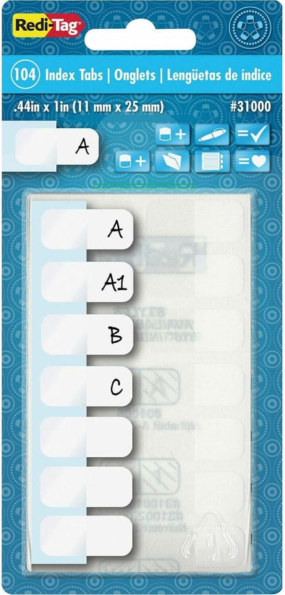 Redi-Tag, RTG31010, Permanent Stick Write-On Index Tabs, 416 / Pack, White, (Pack of 1)