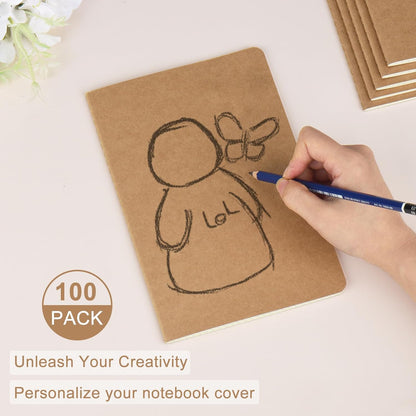 ZCZN 8 Pack A5 Kraft Notebooks Bulk, 8.15x5.5 Inches Graph Paper Journaling Notebooks, Notebooks for Work, Composition Notebooks for School, Journal Notebooks for Office, 60 Pages