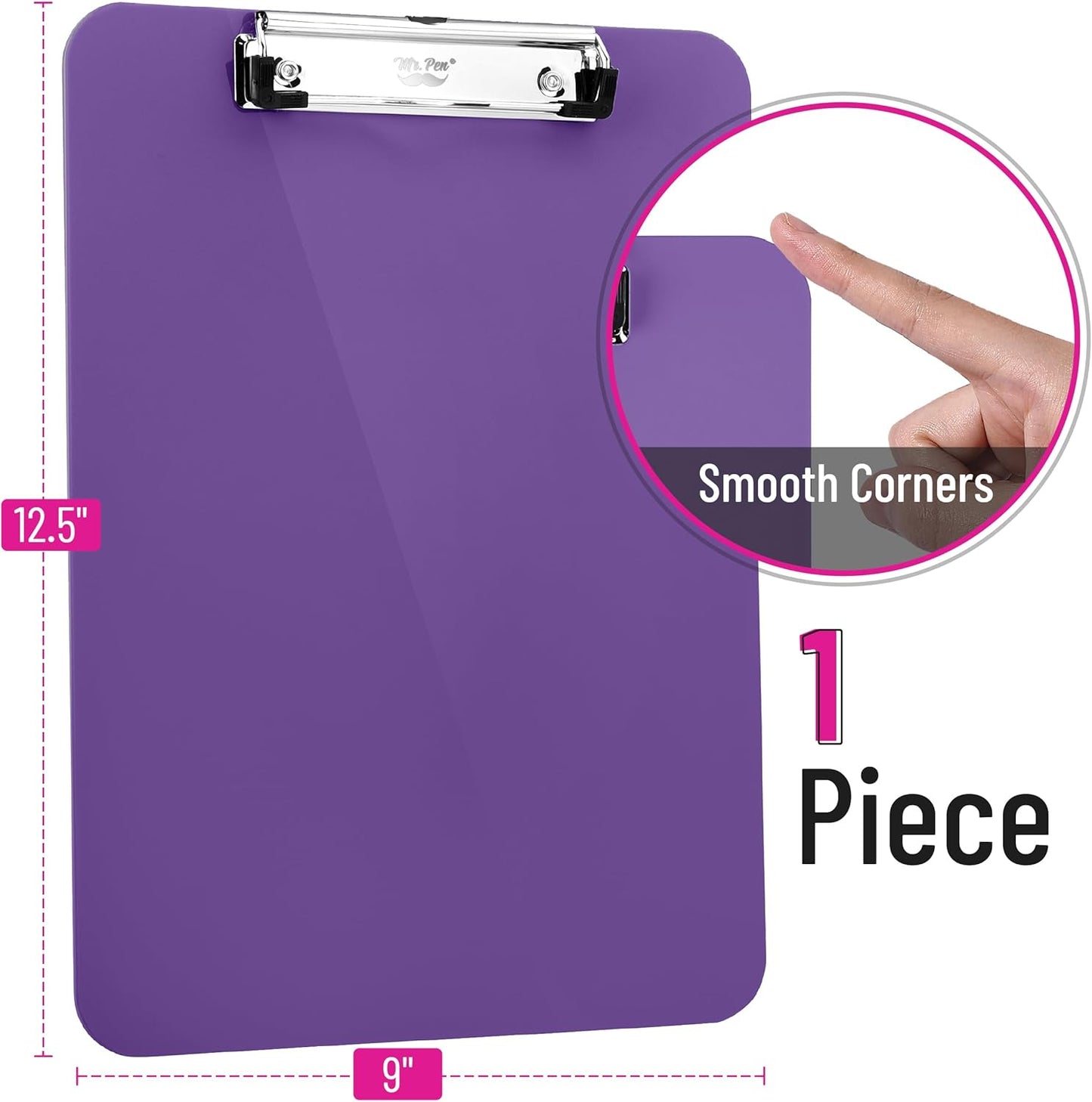 Mr. Pen- Plastic Clipboard, Letter Size, Black, Clipboard Plastic, Low-Profile Metal Clip with Retractable Hanging Hole
