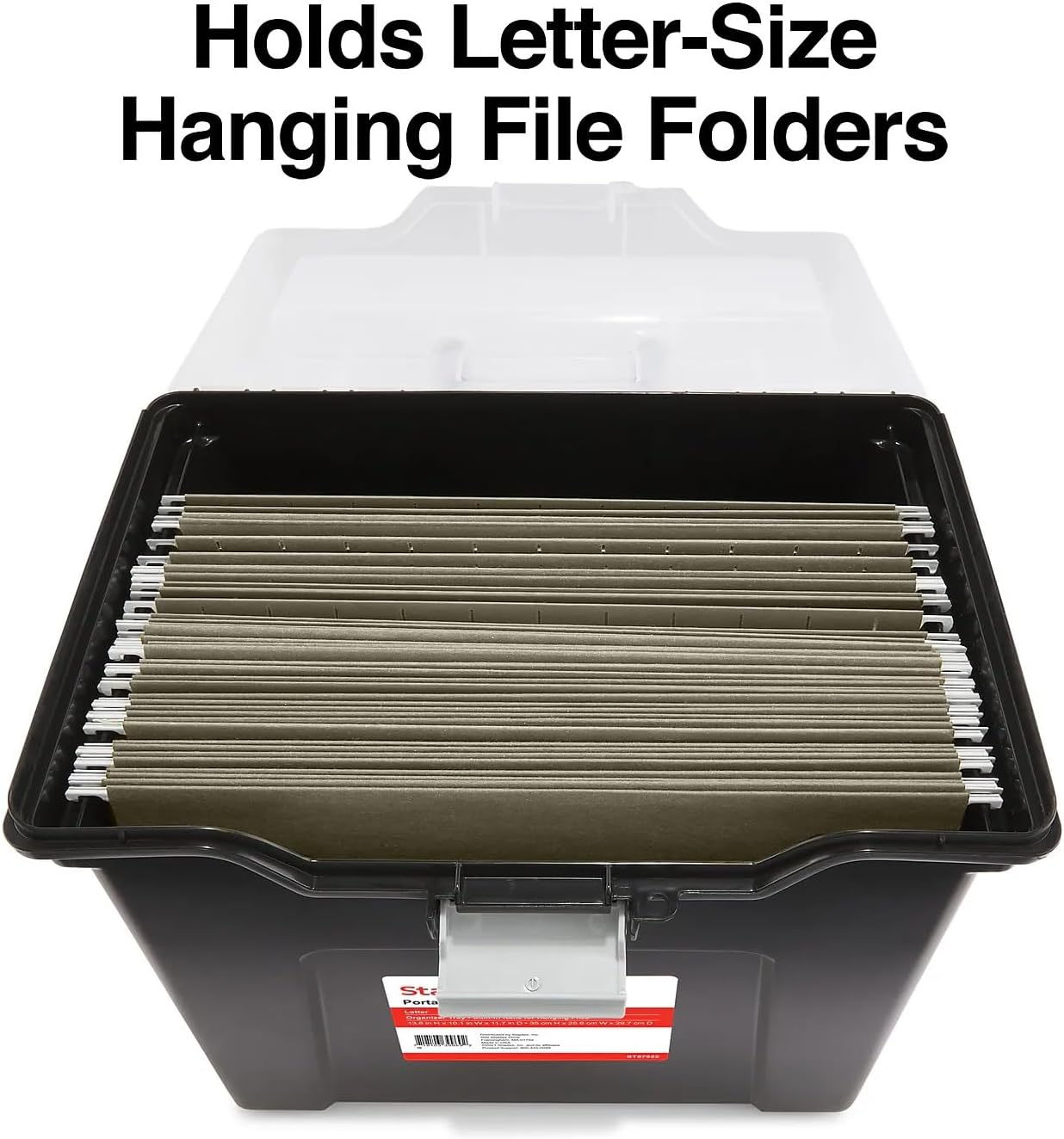 STAPLES Plastic File Box with Snap Lid, Letter/Legal Size, Clear, 4/Carton