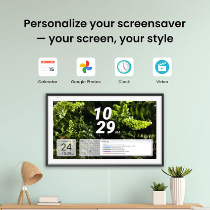 Apolosign 21.5-inch Digital Calendar : Dual Mode Smart Wall Planner, No Subscription, Install Apps, Sync Calendars, Electronic Touchscreen Interactive Display for Family Schedules, Chore Chart (Teak)