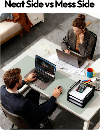 YSAGi Leather Office Desk Pad Protector, Large Mouse Pad, Non-Slip, PU Leather, Laptop Desk Blotter, Waterproof Writing Pad for Office and Home, Black, 23.6" x 13.8" - Colors B