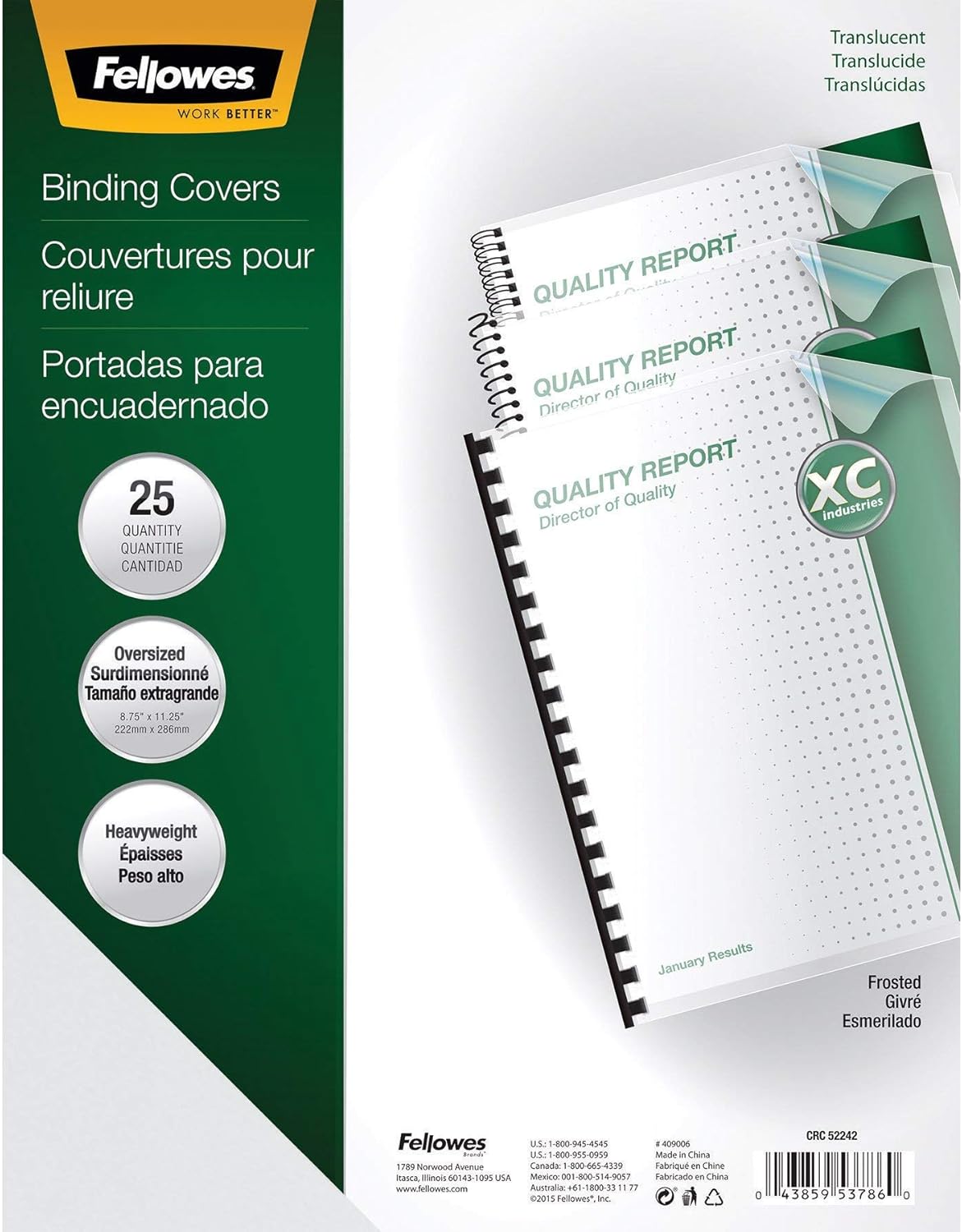 Fellowes Futura Premium Heavyweight Presentation Covers, Oversize, Frosted, 25 Pack (5224201)