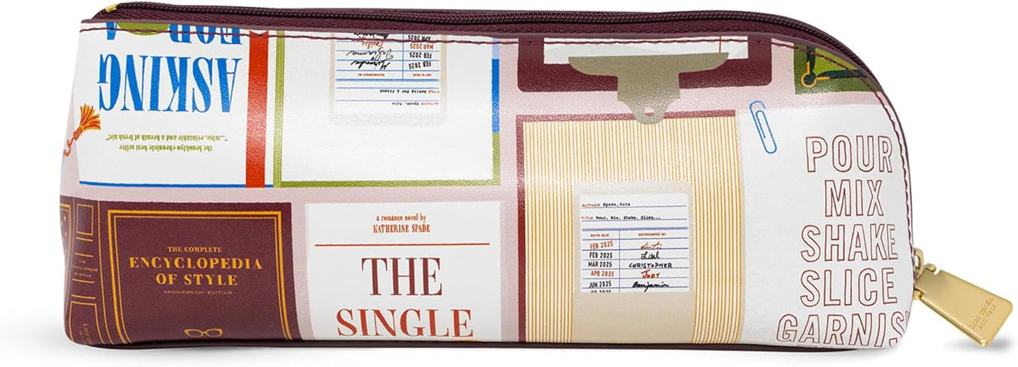 kate spade new york Pen and Pencil Case with Office Supplies, Zip Pouch Includes 2 Pencils, Sharpener, Eraser, and Ruler, Polka Dots (black/white)
