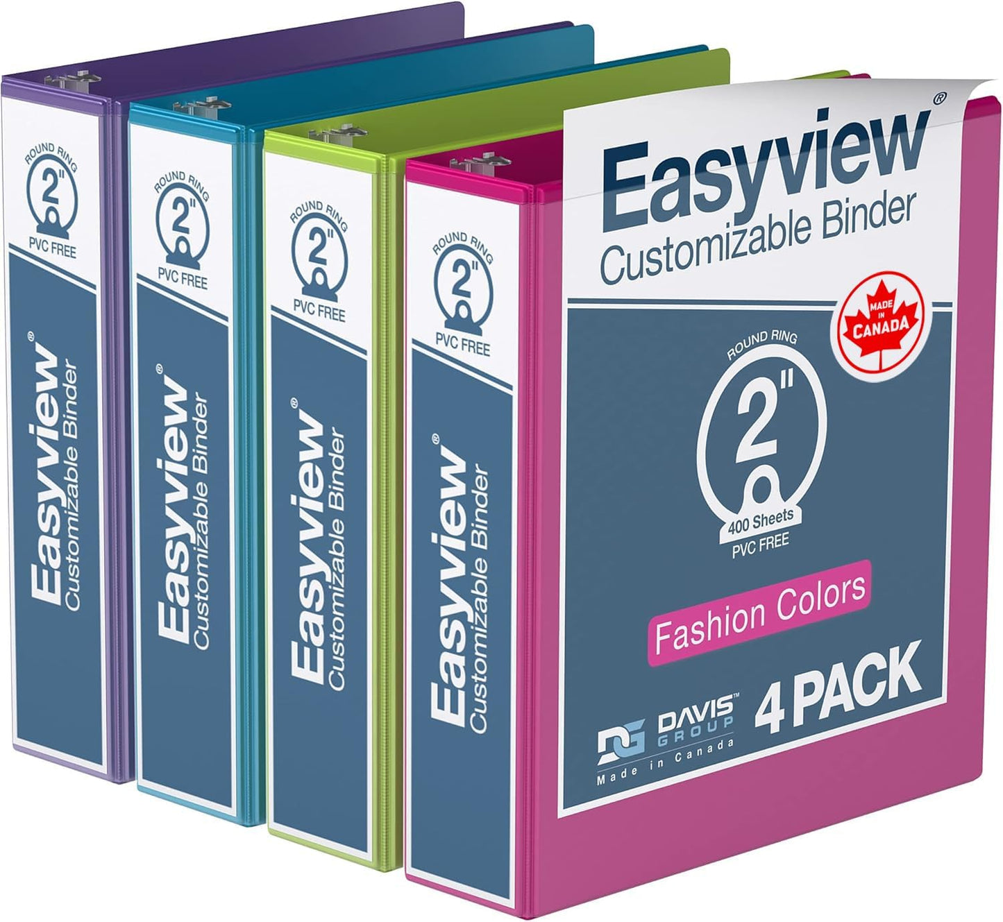 Easyview Premium 3-Ring Binders with Clear-View Covers and Round Rings, Binders for School or Office, 1 Inch, Pack of 6, Navy Blue