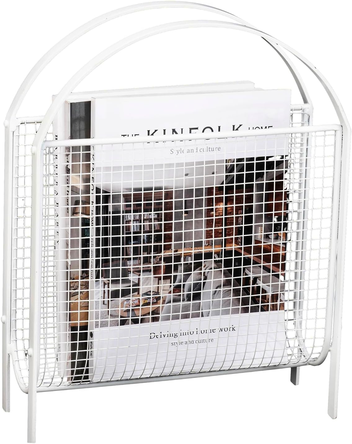 MyGift Magazine Rack, Floor Freestanding Magazine Holder for Bathroom Bedroom Office, Books Newspapers File Mail Organizer, Mid Century Modern Decor Wire Storage for Tablets and Documents