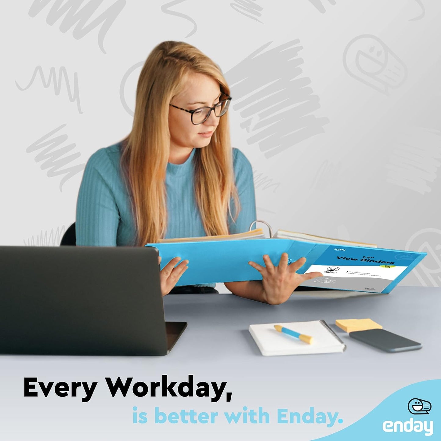Enday 1 Inch Binder (6 Pack - Grey) 3 Ring Binder 1 inch with Clear View Cover and 2 Inside Pocket - for Letter Size 8.5 x 11'' Paper, Ideal for School Supplies, Office, and Home