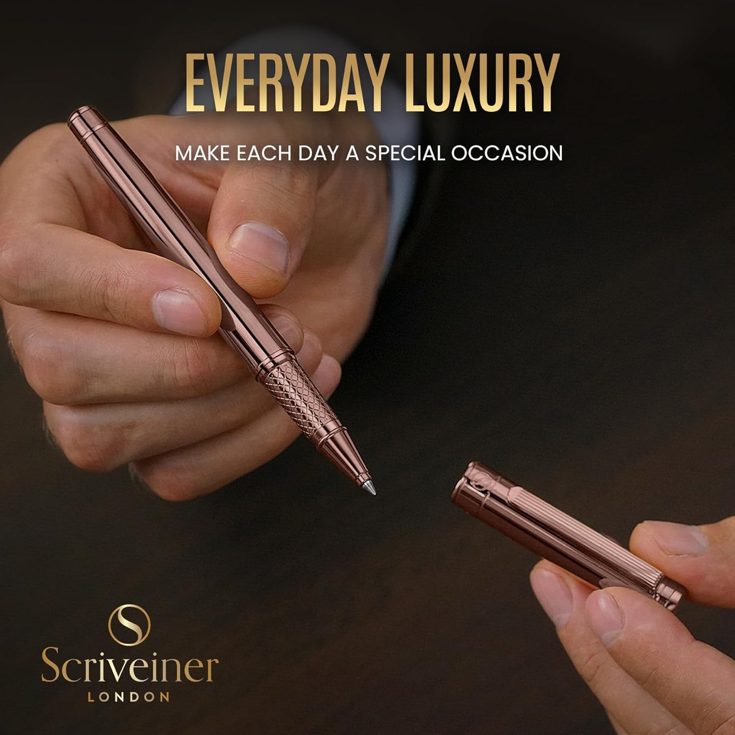 Scriveiner Midnight Blue Rollerball Pen - Stunning Blue Lacquer Luxury Pen, Chrome Finish, Schmidt Ink Refills, Men & Women, Professional, Executive Office, Nice Pen