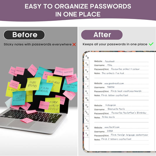 Taja Password Keeper Book with Alphabetical Tabs, Small Password Books for Seniors, Password Notebook for Internet Website Address Log in Detail, Password Logbook with Colorful Designs - Garden