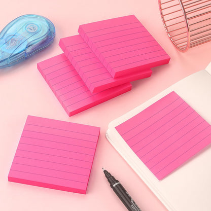 Lined Sticky Notes 3x3 Sticky Notes with Lines Self-Stick Notes Bright Color 4 Pads 90 Sheets/Pad (Pastel)