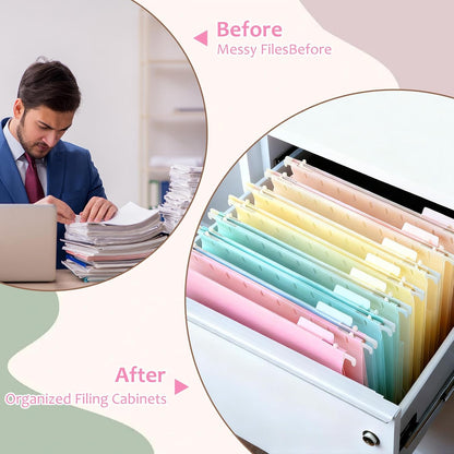 8Pack Plastic 4" Expanding Extra Capacity Hanging File Folder Heavy Duty Letter Size 11.8 x 9.4 inches Filing Cabinet Organizer Accordian Pocket for Legal Office Files Document (Morandi)
