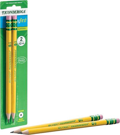 Ticonderoga My First Wood-Cased Pencils, Pre-Sharpened, 2 HB, Yellow, 12 Count