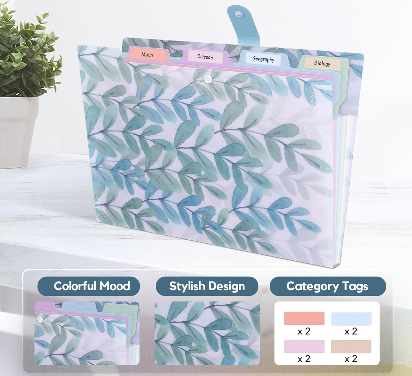 Forest Series Expanding File Folder Stylish Funky Cute Retro Document Organizer with Natural Scenes for Students,Teachers & Freelancers - Blue Butterfly