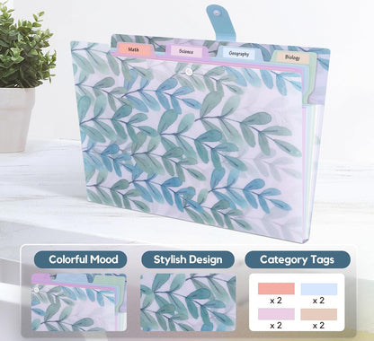 Forest Series Expanding File Folder Stylish Funky Cute Retro Document Organizer with Natural Scenes for Students,Teachers & Freelancers - Blue Butterfly