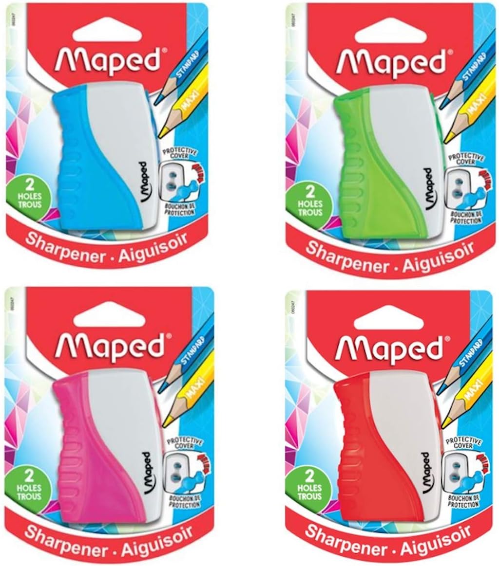 Maped Shaker 2-Hole Pencil Sharpener - 20-Pack - Precise Sharpening - Durable & Portable - Compact Design, Steel Blades - Ideal for Students