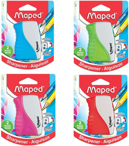 Maped Shaker 2-Hole Pencil Sharpener - 20-Pack - Precise Sharpening - Durable & Portable - Compact Design, Steel Blades - Ideal for Students