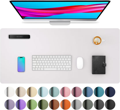 Aothia Non-Slip Waterproof PU Leather Desk Pad Protector for Mouse, Writing Desk, Office, Home, Laptop Blotter, 23.6" x 13.7", Black - Colors B