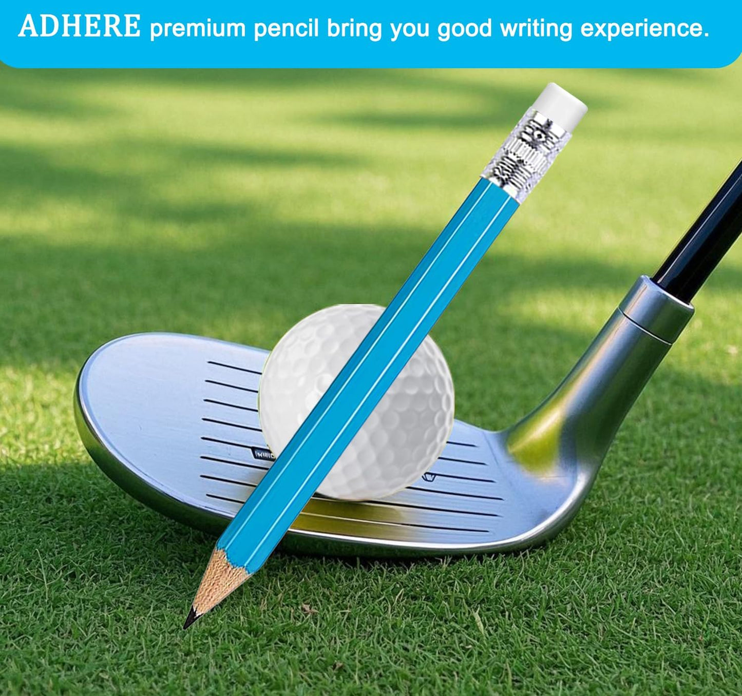 Adhere 25pcs Golf Pencils with Eraser Pre sharpened Hexagon half Wooden Pencils Graphite 2B for Golf Event Scoring,Classroom,Wedding,Company Meetings,Pew, Pocket (Nature)