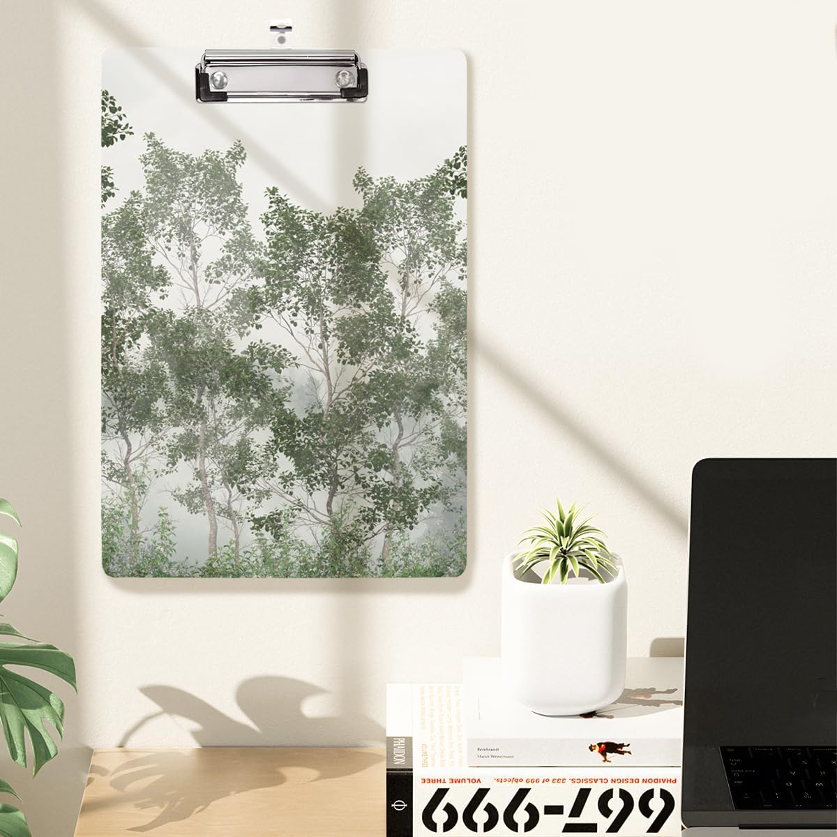 WAVEYU Fashion Cute Clipboard, Decorative Office Hardboard Wood Nursing Clip Board for Standard A4 Letter Size for Students, Women, Men, 12.5"x 9", Black+White02