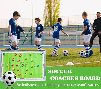 Magnetic Soccer Coaching Board, Double-Sided Dry Erase Tactics Board with Player Markers, Pen and Eraser, Portable Clipboard for Coaches, Coach Training Equipment Coach Gift (White Board)