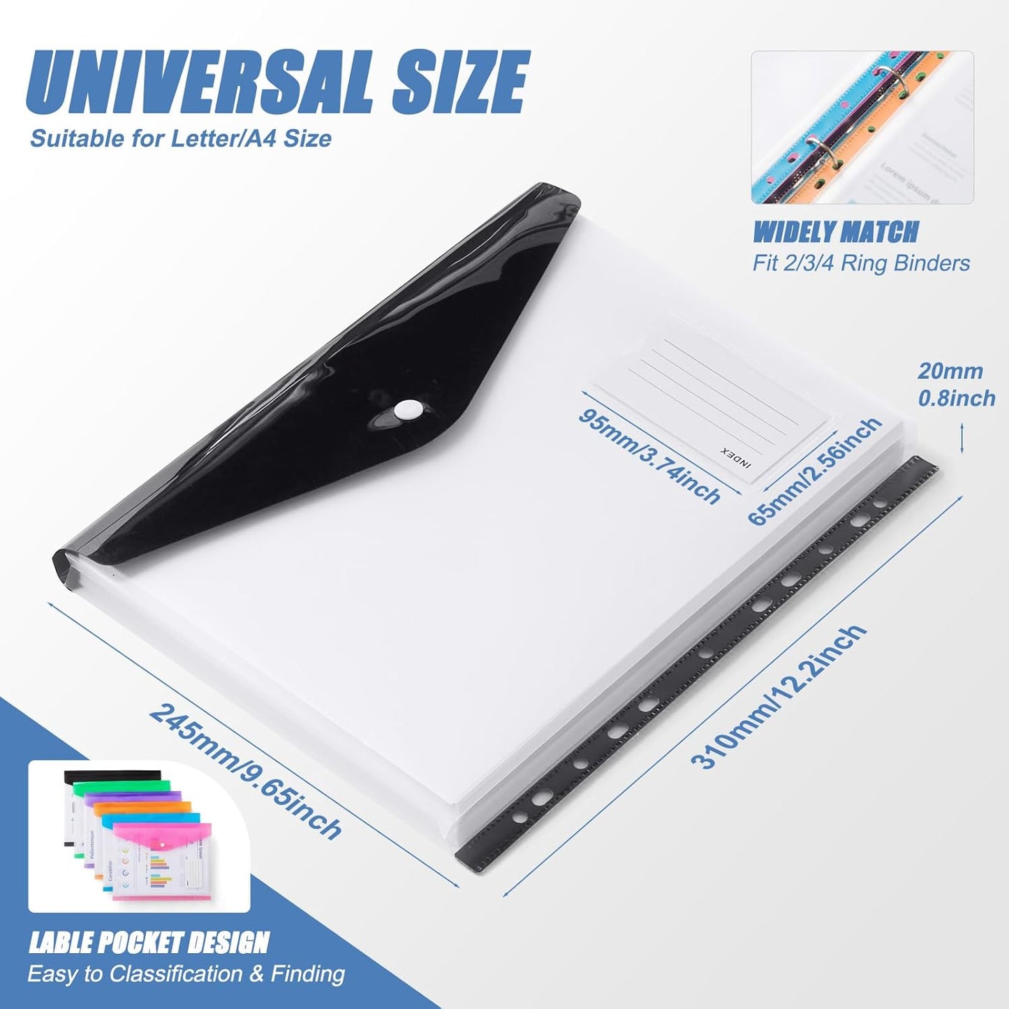 Plastic File Folders, Waterproof Transparent Expandable File Organiser, Portable Large Capacity A4B4 File Wallet for Office Business School (7 Pack)