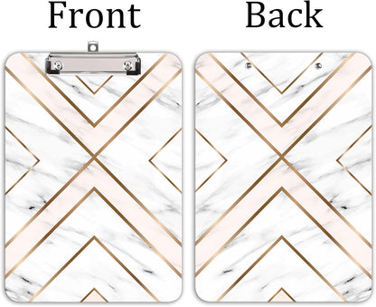 Hongri Plastic Cute Clipboard, Letter Size for Students, Teacher, Woman and Kids, Low Profile Clip, Decorative Pattern, Size 9 x 12.5 in, Dream Marble
