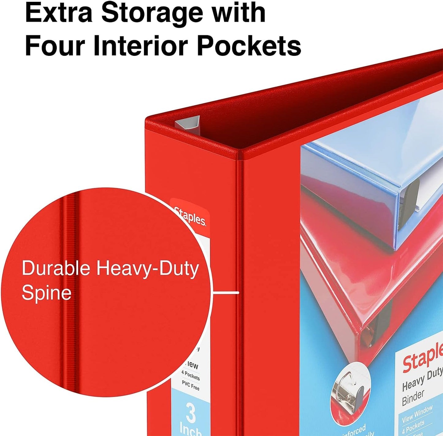 Staples Heavy-Duty 2-Inch D-Ring View Binder, Reinforced Spine, Holds Up to 450 Sheets, Gray, for Office & School