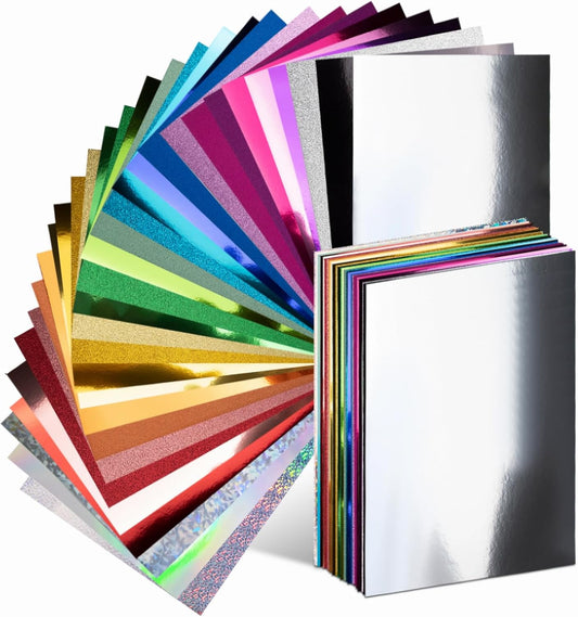 30 Pack Metallic Glitter Cardstock Paper Sheets, 8" x 12" Color Foil Mirror Shimmering Paper 250gsm/92lb For Arts and Crafts, Decorative, Weddings & Birthdays Invitations, Scrapbook Supplies