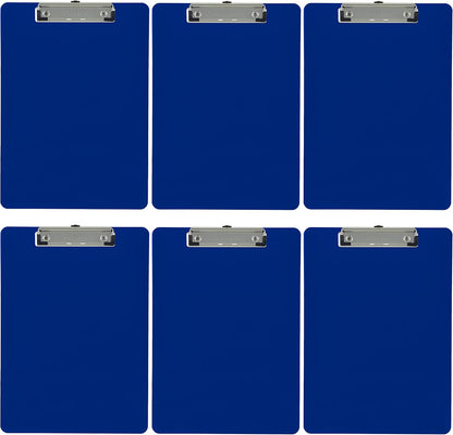 Trade Quest Plastic Clipboard Opaque Color Letter Size Low Profile Clip (Pack of 6) (Black)