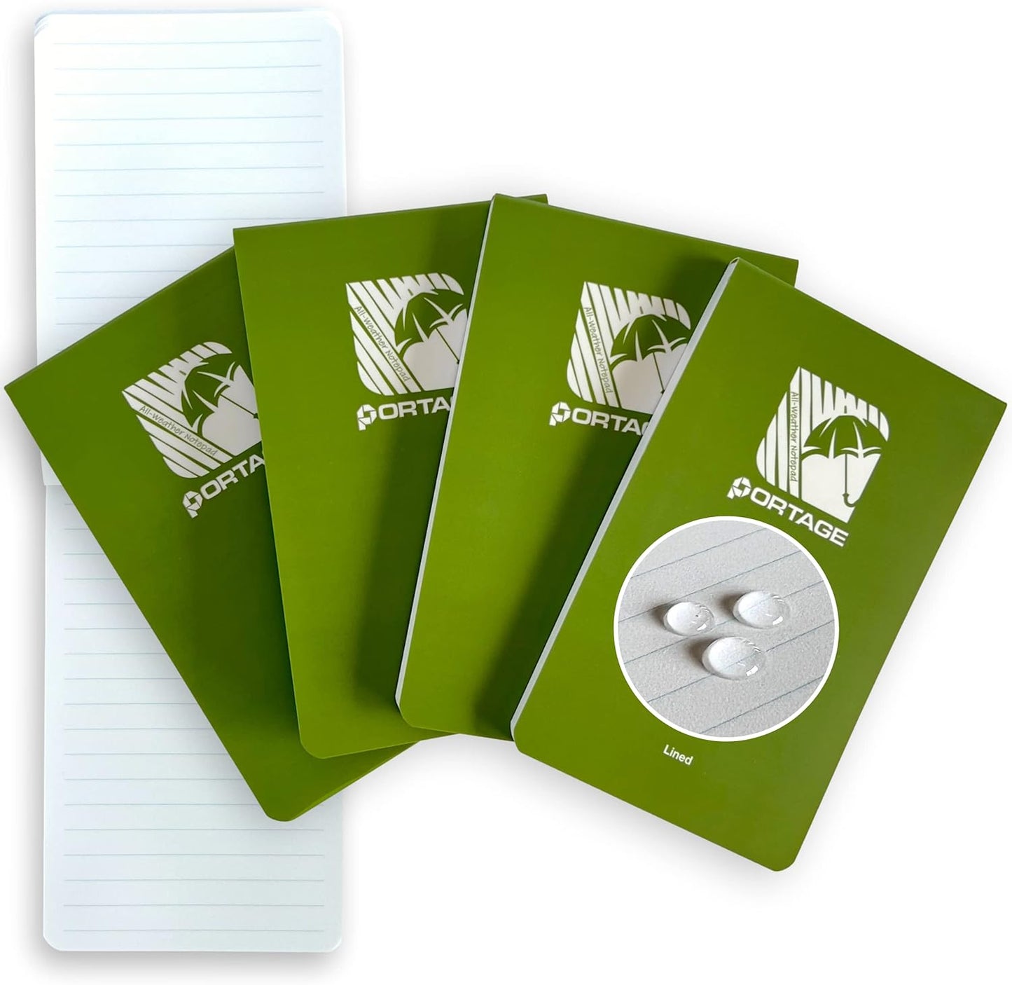 Portage Notebooks - 4 Pack Waterproof Notebook, Made From Recycled Stone Waste, Small Notepad, All Weather Notebook, Write in any Weather - 3x5 In, 40 Lined Sheets, Variety 4 Pack