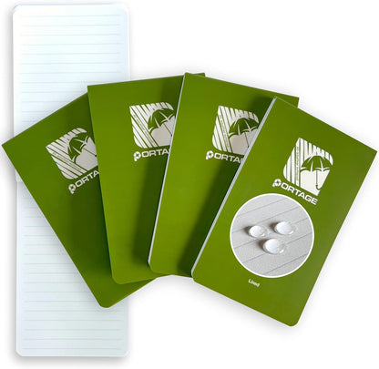Portage Notebooks - 4 Pack Waterproof Notebook, Made From Recycled Stone Waste, Small Notepad, All Weather Notebook, Write in any Weather - 3x5 In, 40 Lined Sheets, Variety 4 Pack