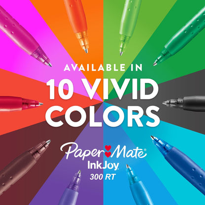 Paper Mate InkJoy 300RT Retractable Ballpoint Pens, Medium Point, Black, 12 Count