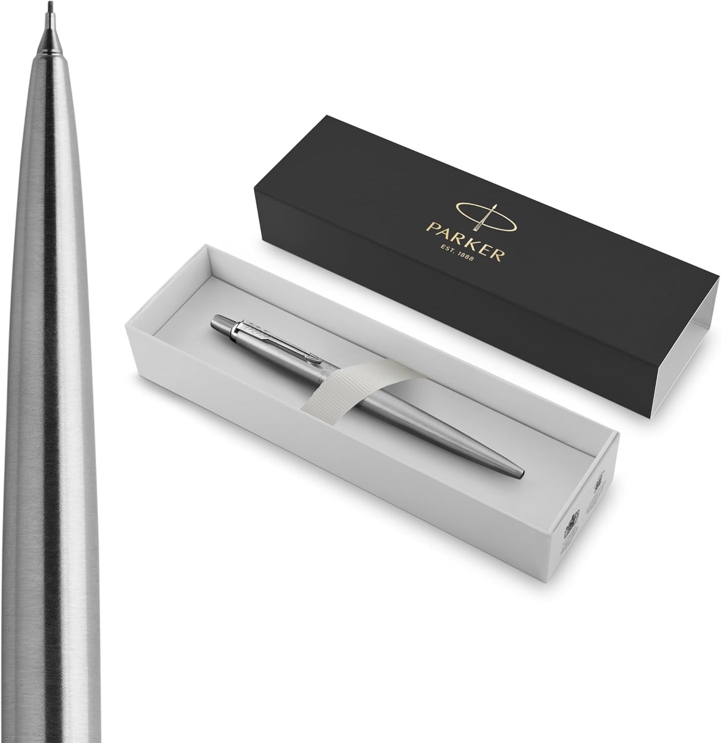 Parker Jotter Ballpoint Pen, Stainless Steel with Chrome Trim, Medium Point, Blue Ink - Smooth Writing, Sleek, Polished, Professional, Desk Essentials