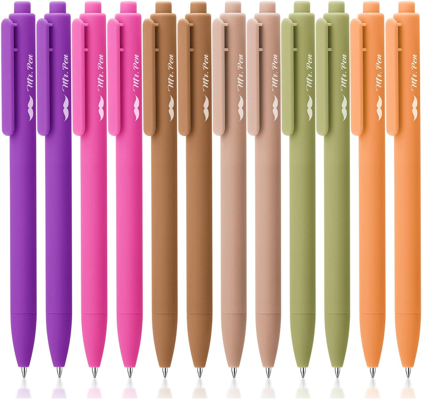 Mr. Pen- Retractable Gel Pens, 12 Pack, Colorful Ink, Fine Point 0.7mm, Fast Dry, Smooth Writing, Cute Pens for Drawing, Writing Planner and School Supplies