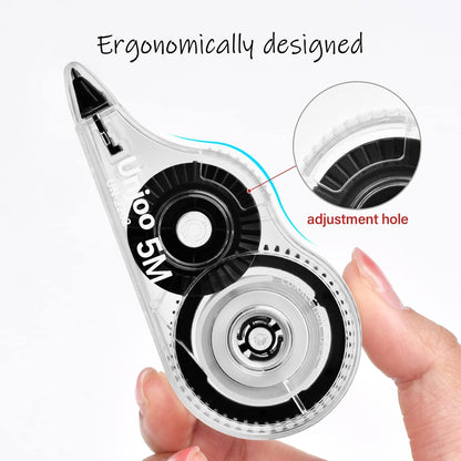 Unjoo White Correction Tape, Easy To Use Applicator for Instant Corrections Wrong Writing At Any Time, For school, Office (12pack, 5M/196" x 0.2", Black)