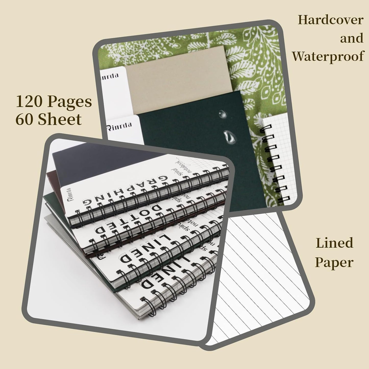 Lined Notebook Spiral Notebook 8.5" x 11"-4 Pack Large Journal Hardcover Notebook 7mm College Ruled Notebook 120 Pages 100 GSM Thick Hardcover Journal for School (LINED, Mult-color)