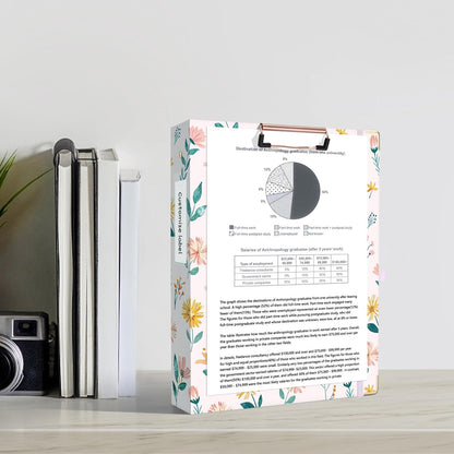Ospelelf Binder 3 Ring 1 Inch, Floral Round Ring Clipboard Binder for Letter Size with 5 Tab Dividers, File Folder Labels, for School and Office Supplies