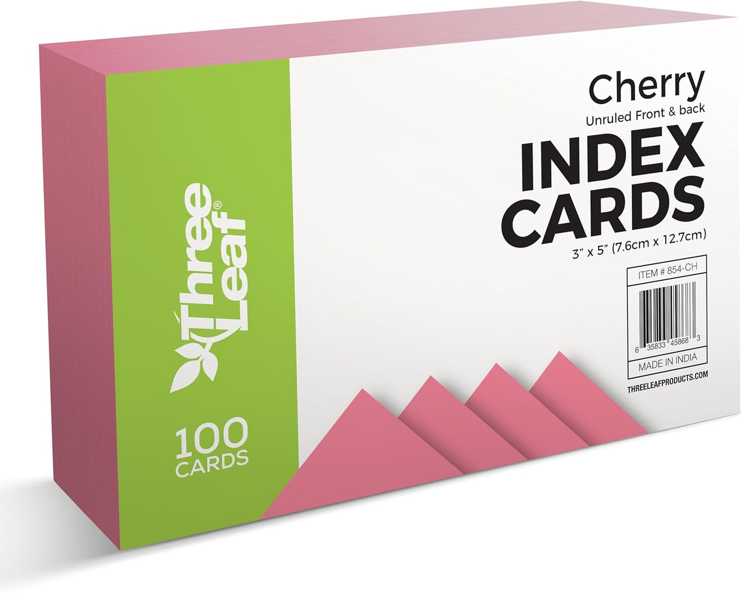 THREE LEAF 3 X 5, INDEX CARDS RULED, 100 CT. WHITE, Ruled Flash Cards, Study Card, Memo Pad, For To-Do List, Art And Craft Projects