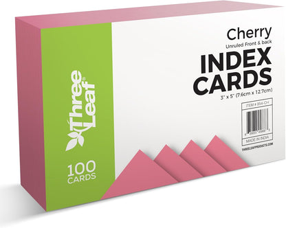 THREE LEAF 3 X 5, INDEX CARDS RULED, 100 CT. WHITE, Ruled Flash Cards, Study Card, Memo Pad, For To-Do List, Art And Craft Projects