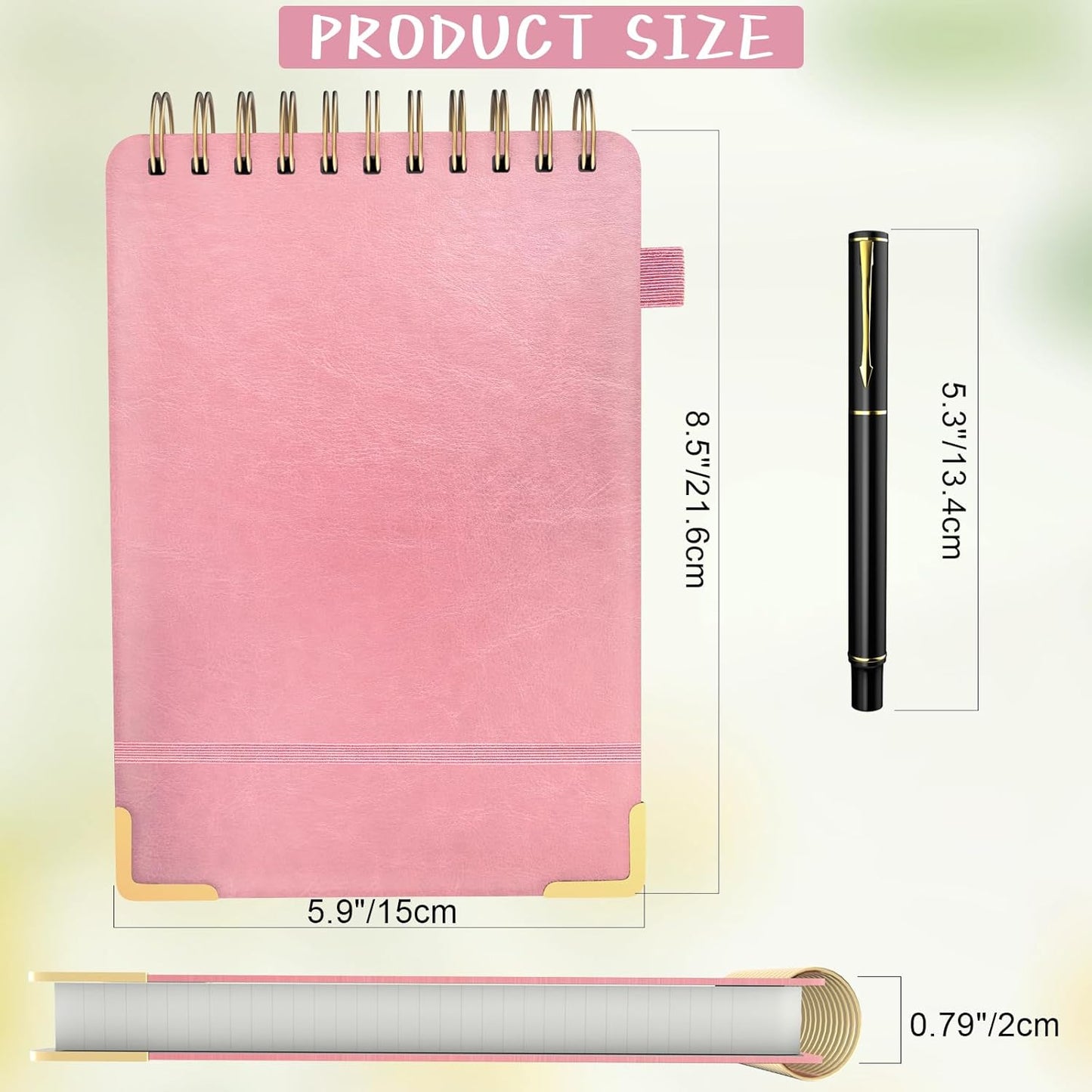 A5 Top Spiral Notebook, Large Leather Hardcover Top Bound Steno Pads, 240 Pages 100 gsm Thick Lined Paper Left Handed Notebook Journal for Work, School, Meeting Writing - Brown, 5.9" x 8.5"
